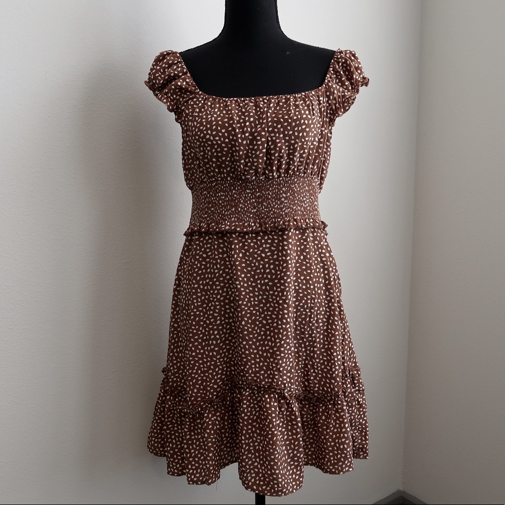 Ruffle Sleeve Sweetheart Neckline Printing Dress Mini Dress
